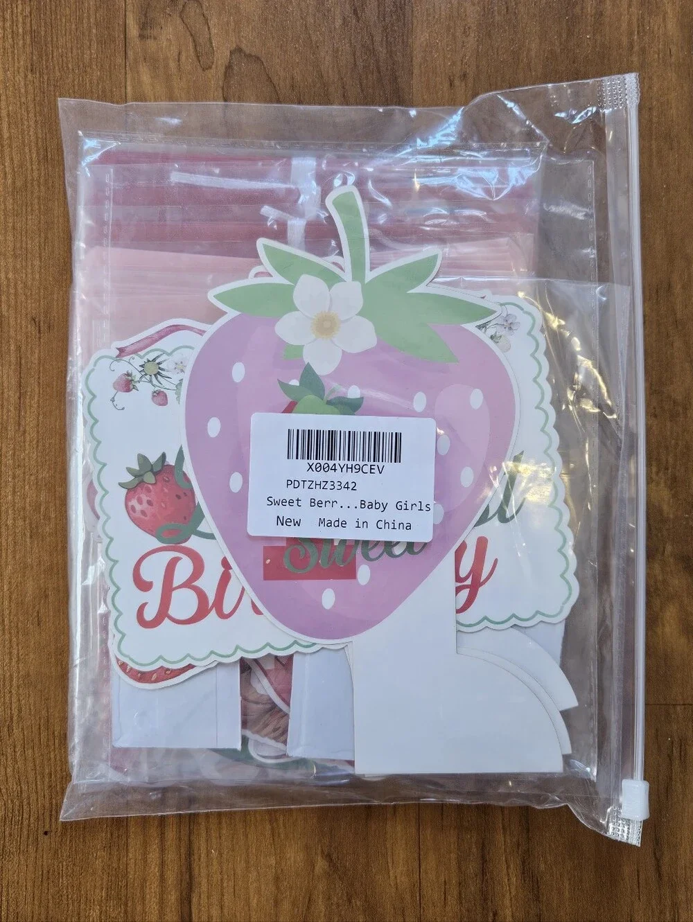 Pink Strawberry First Birthday Decorations.